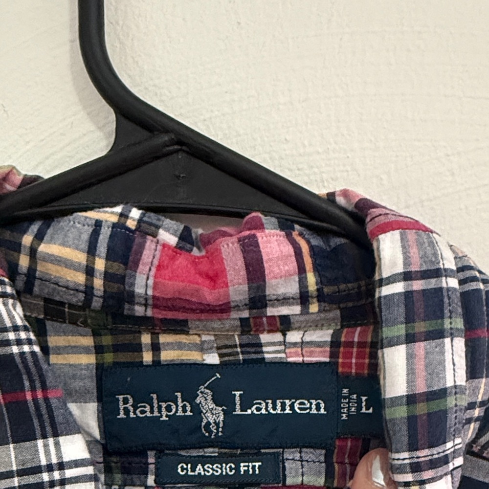 Polo Men's patchwork Plaid Button-Down Shirt - Picture 2 of 5